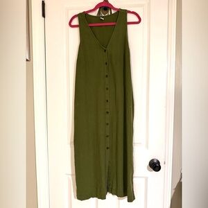 Old Navy Olive Button-Down Maxi Dress